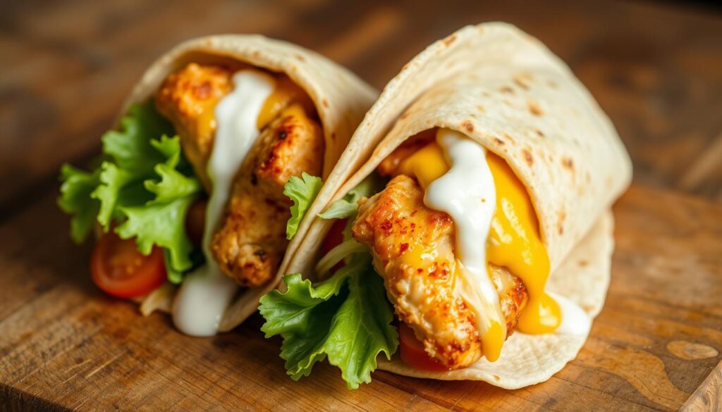 2 Cheesy Garlic Chicken Wraps RECIPES