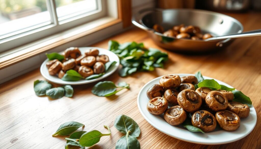 2 Easy Sauteed Mushrooms with Spinach RECIPES