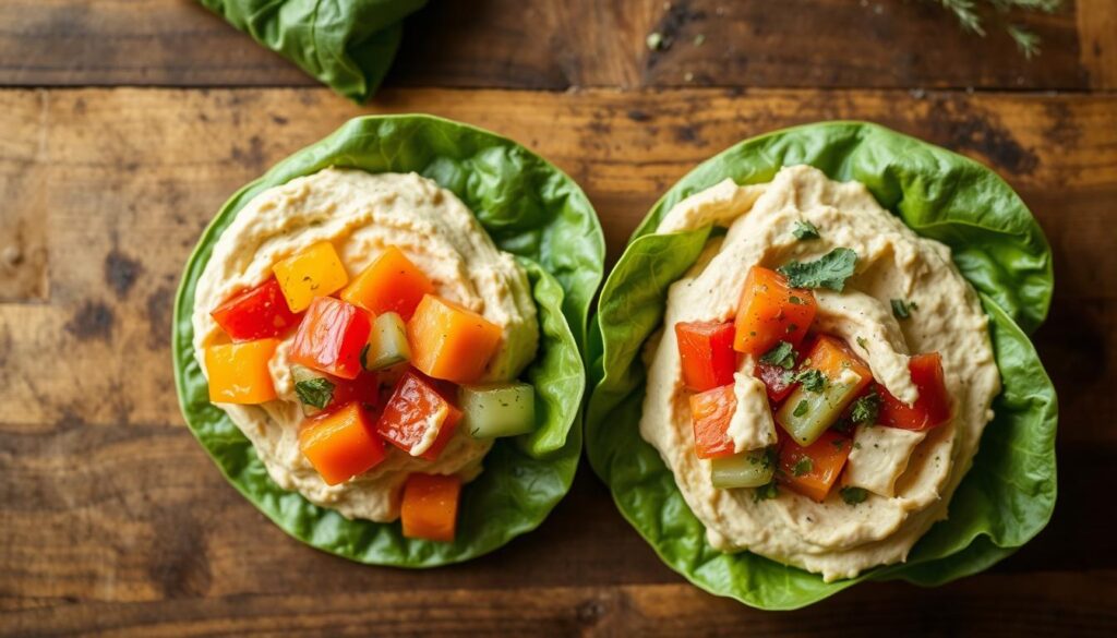 2 Veggie Spinach Wraps with Hummus  RECIPES