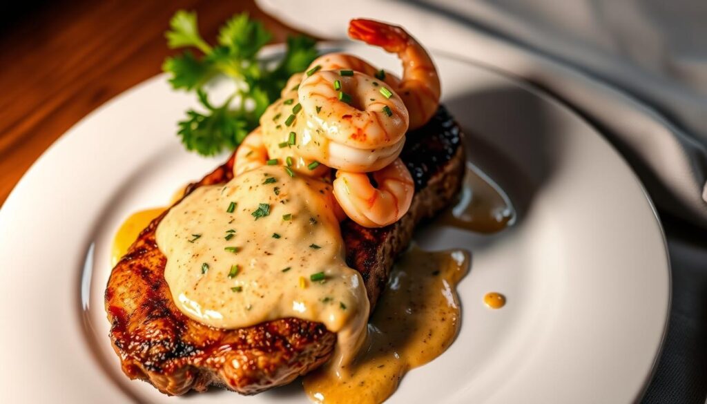 3 Steak with Creamy Cajun Shrimp Sauce RECIPES