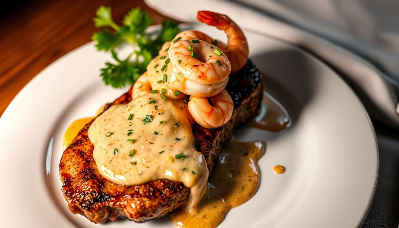 3 Steak with Creamy Cajun Shrimp Sauce RECIPES