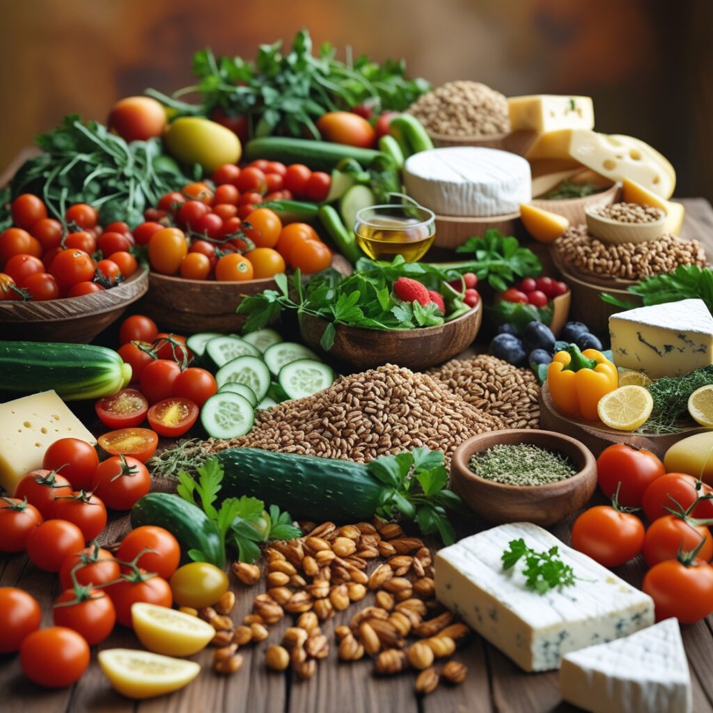 A vibrant and appetizing Mediterranean diet spread