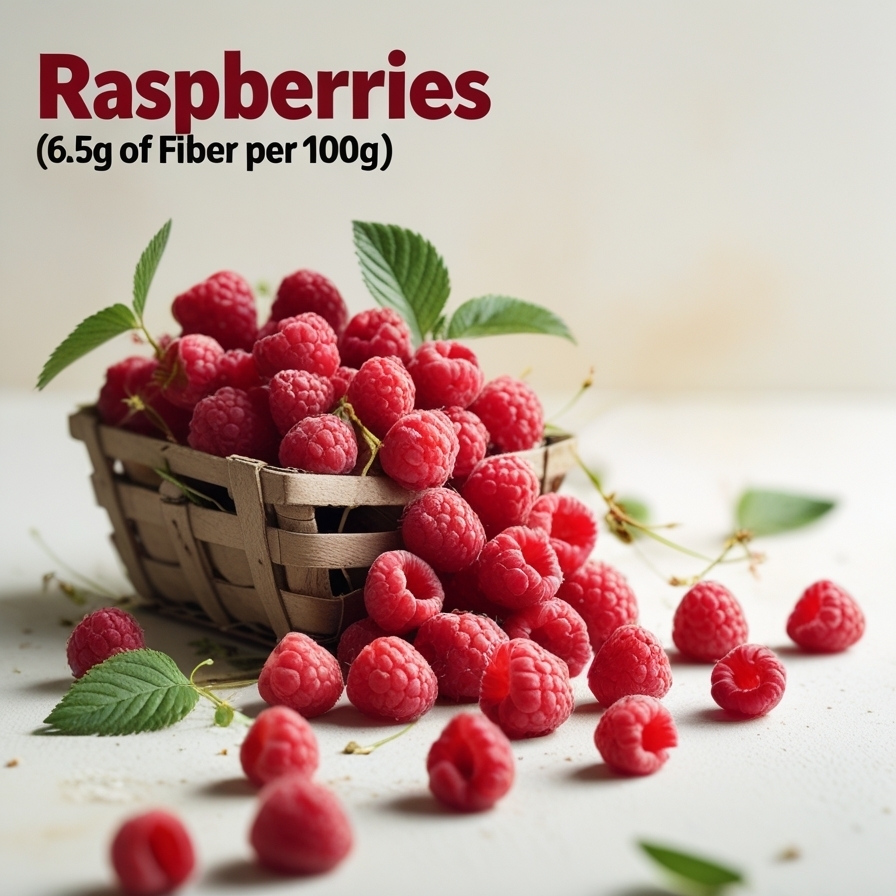 What Are the 15 Highest Fiber Foods? 12 Raspberries (6.5g of Fiber per 100g)