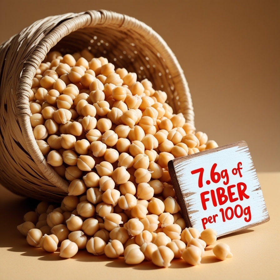 What Are the 15 Highest Fiber Foods? 6 Chickpeas (7.6g of Fiber per 100g)
