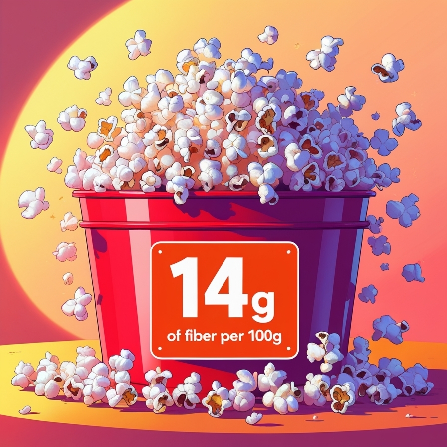 What Are the 15 Highest Fiber Foods? 16 Popcorn (14g of Fiber per 100g)