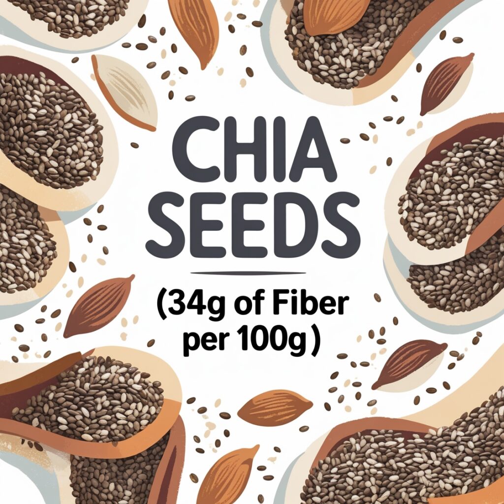 What Are the 15 Highest Fiber Foods? 2 Chia Seeds (34g of Fiber per 100g)