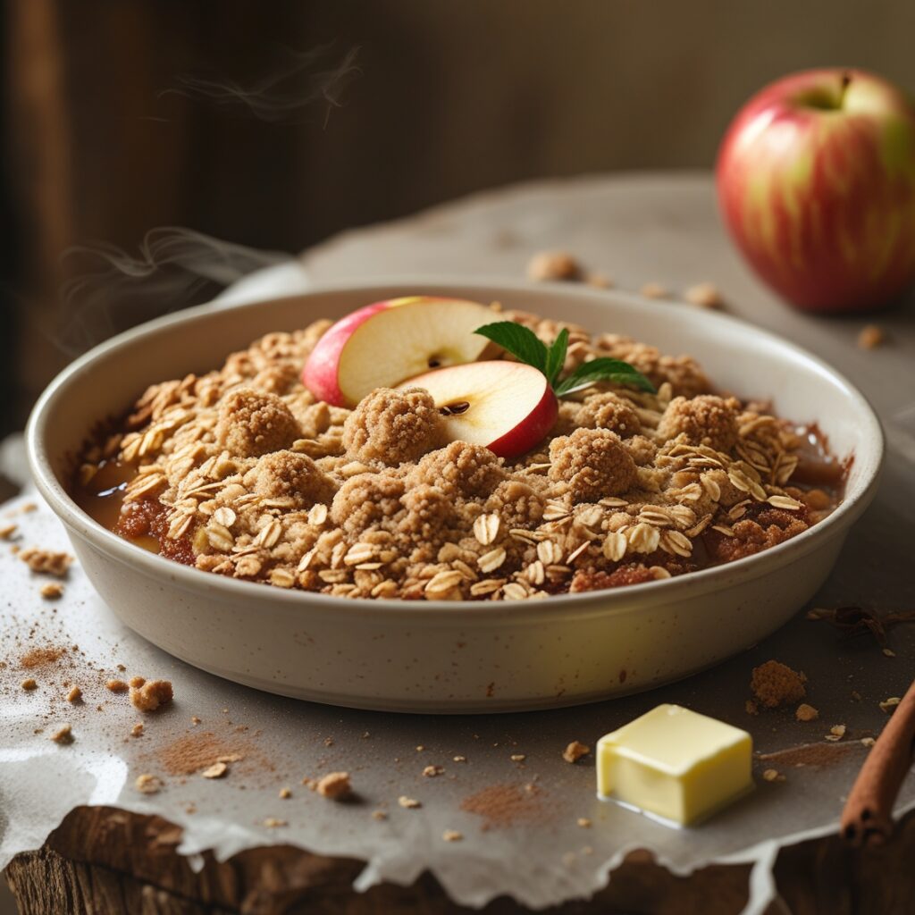 Healthy Apple Crumble Recipe: Wholesome, Low-Sugar & Irresistibly Crunchy! 2 A warm and inviting still life of a freshly baked healthy apple crumble