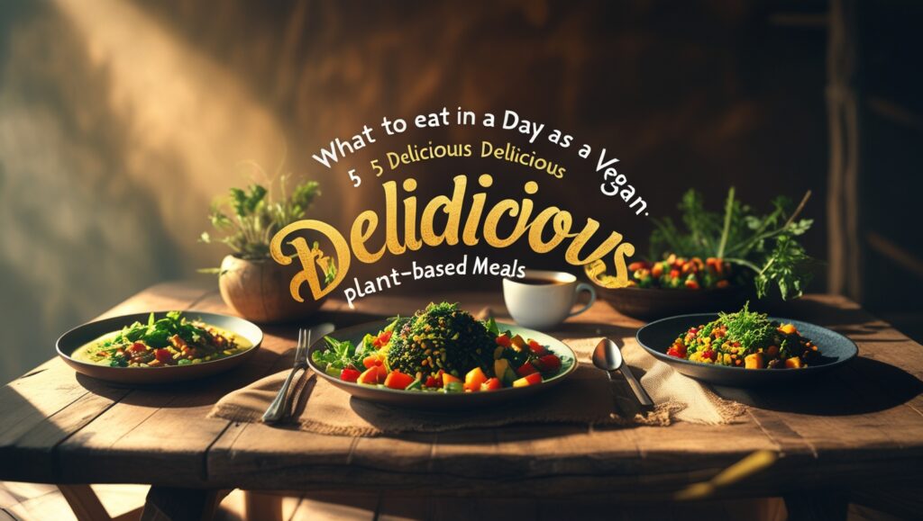 What to Eat in a Day as a Vegan: 5 Delicious Plant-Based Meals 2 An overhead view of a colorful vegan taco salad in a bowl, with romaine lettuce, black beans, pico de gallo