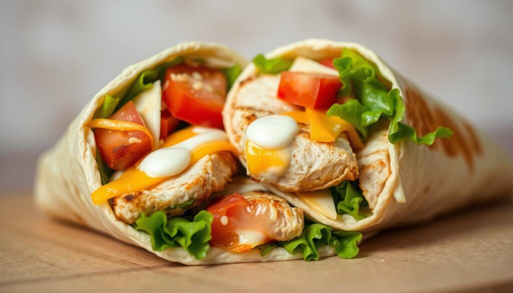 cheesy chicken wraps