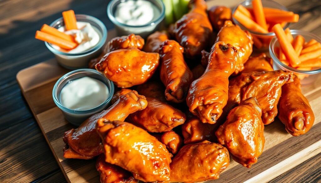 chicken wings with side dishes