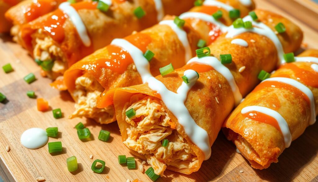 homemade buffalo chicken egg rolls