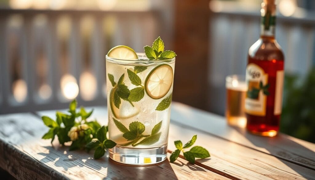 Your Perfect Hugo Spritz: A Refreshing Cocktail Recipe 2 A refreshing Hugo Spritz cocktail in a stemless wine glass with ice