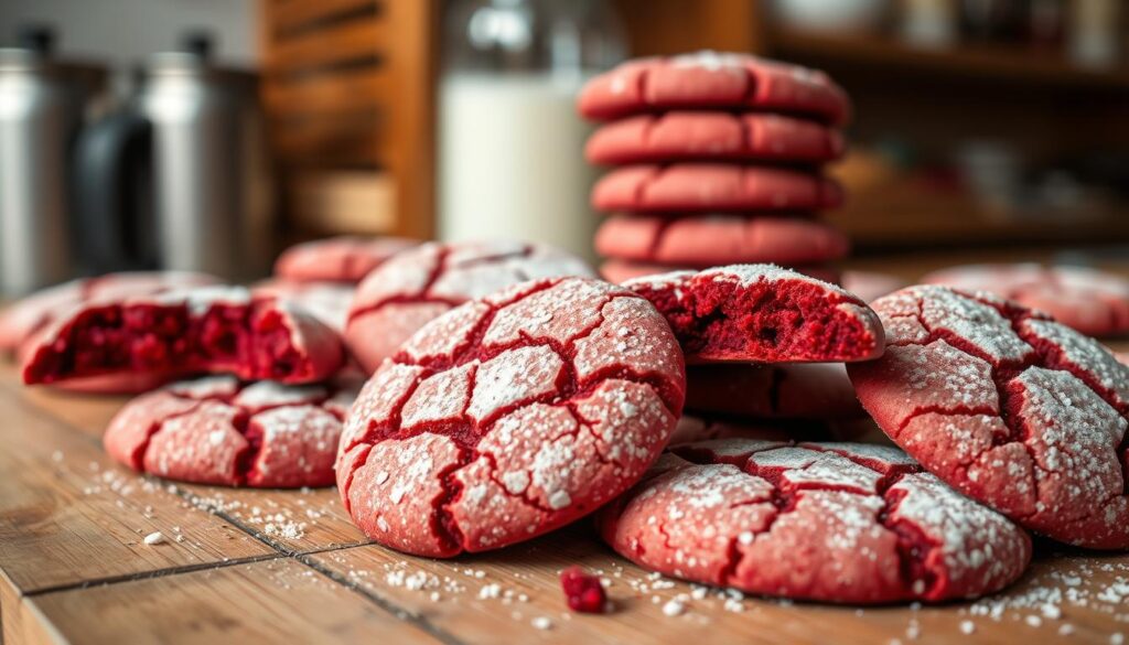 Get ready to indulge in the rich flavor of red velvet cookies, made easily with a cake mix recipe.