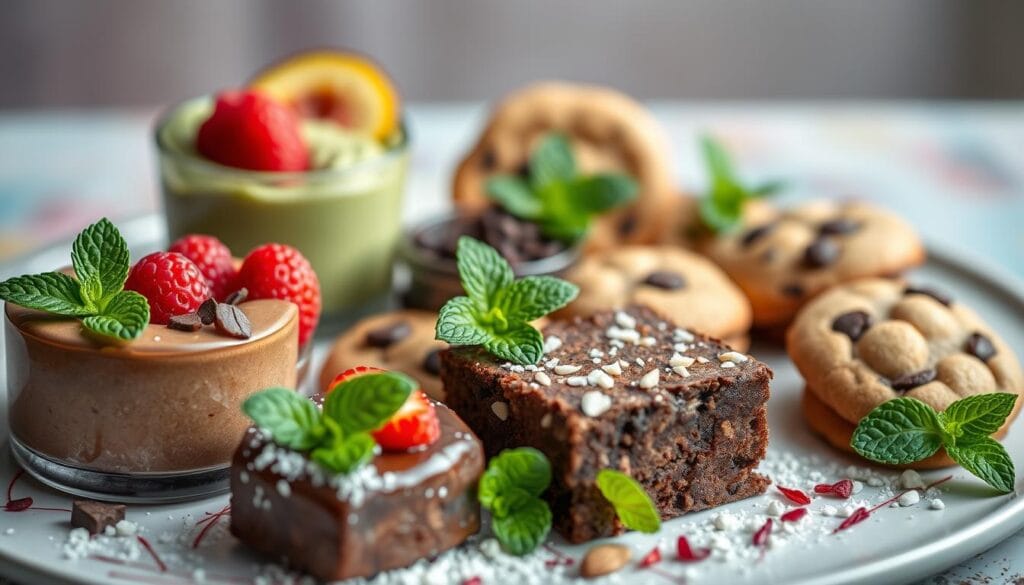 Tasty & Nutritious Low Carb Vegan Recipes 4 Smooth chocolate avocado mousse in a glass jar topped with raspberries and shredded coconut.