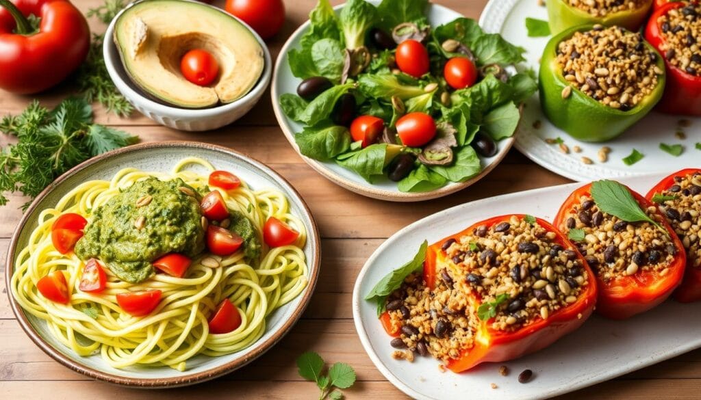 Tasty & Nutritious Low Carb Vegan Recipes 2 10 Easy Low-Carb Creamy coconut curry with cauliflower rice, spinach, and tofu in a ceramic bowl, garnished with cilantro.
