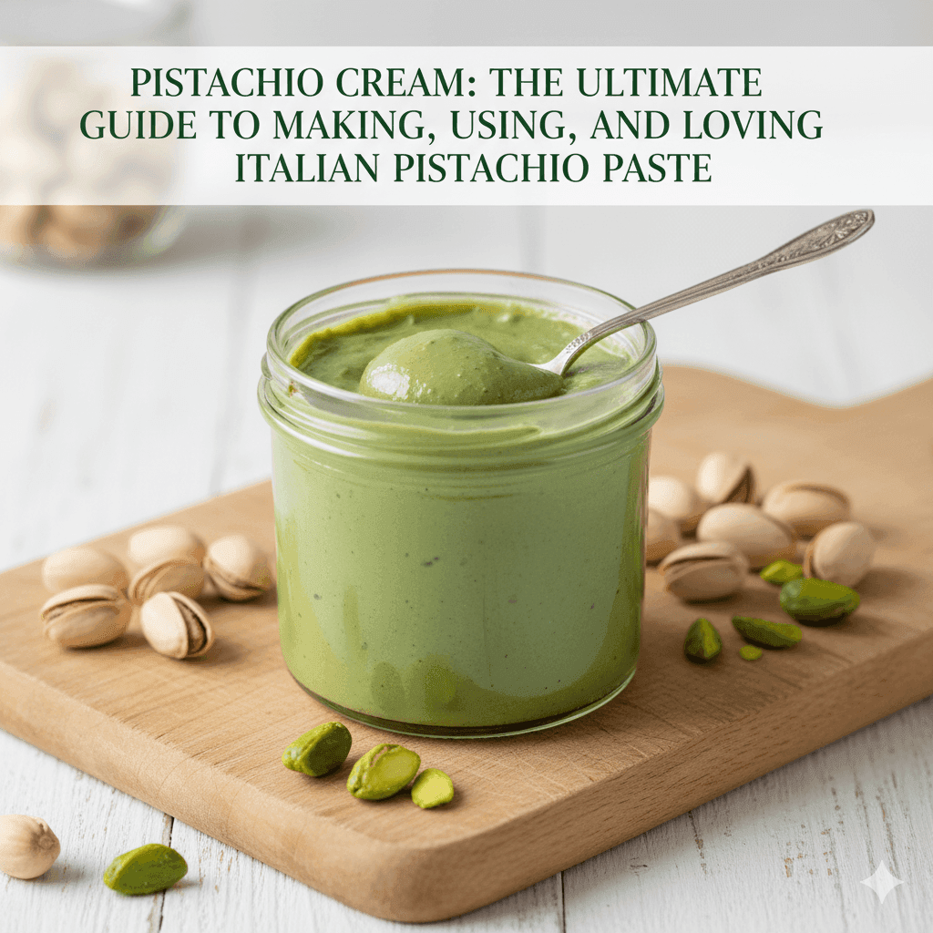 Pistachio cream in a glass jar